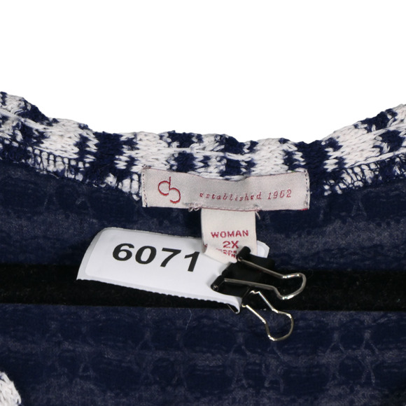 DB Established 1962 Tunic Sweater Women 2X Blue White Lace Trim Nautical Cozy - Picture 7 of 7